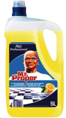 01.04.028 Mr. Proper Lemon 5L Deze allesreiniger Citroenfris van  Mr. Proper verandert Uw schoonmaak op een revolutionaire manier. Dankzij zijn krachtige formule verwijdert de vloeibare gel het vuil en vet gemakkelijk en dit met een frisse geur

Allesreiniger die efficiënt en snel reinigt en ontvet.
Een sterk schoonmaakmiddel met frisse geur
Geschikt voor het reinigen van vloeren, keuken werkbladen en harde afwasbare oppervlakken.

Citroenfris met langdurige werking.
Mr. Proper allesreiniger 5 Liter 01.04.028