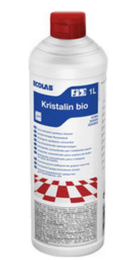 01.05.044 Kristalin Bio 6x1L Kristalin Bio heeft een unieke biologische actieve formule die urinezuren afbreekt. Het product verwijdert onaangename geur en organisch vuil van oppervlakken. De bacteriële sporen verteren vet, olie, eiwitten, vetten en zetmeel samen met ander organisch afval. Kristalin bio verwijdert het vuil van de voegen van tegels en houdt de afvoerleidingen schoon in drukbezette publieke toiletten. Het 's nachts in laten werken van Kristalin bio in afvoerputjes en wastafels voorkomt verstopping en zorgt voor een schone afvoer. 

Toepassing: Voor alle waterbestendige vloeren en oppervlakken. Ideaal geschikt voor druk bezette openbare sanitaire ruimten. 

CLEAN:
- Bacteriën verteren urinezuur, vet, olie, eiwit, zetmeel en ander organisch vuil en verwijderen onaangename geur aan de bron. 

SAFE:
- Gebaseerd op een veilige micro-organisme-technologie. 

EFFICIENT:
- Kristalin bio vermindert water- en arbeidskosten, door de continue werking van het product tijdens maar ook na toepassing.

  01.05.044