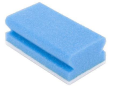 02.05.005 Spons synth. Blauw met handgreep + wit abrasief   13 x 7 x 4,5 cm.  02.05.005