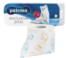 03.01.010 Toiletpapier Paloma (12x10CM, 150V,(9x10R)) Geparfumeerd wit gewafeld met bloemmotief 100% cellulose 03.01.010