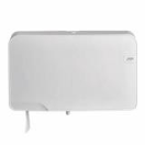 Q441007 QUARTZ WHITE MINI DUO JUMBO TOILETROLHOUDER T.B.V. MINI JUMBO TOILETPAPIER • Geschikt voor 2 rollen Jumbo papier
• Extra veel capaciteit
• Non-stop, ideaal voor drukke locaties
• Besparing in tijd & arbeid
• Maximale rol Ø 20 cm
Afmeting 247 x 407 x 145 mm

Vulingen:03.02.001+110253 q441007