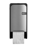 Q441091 QUARTZ SILVER DOPROLDISPENSER
T.B.V. TOILETPAPIER MET DOP • Veel capaciteit & altijd voorraad, non-stop
• Snel te wisselen
• Met instelbare remmende werking
Afmeting 323 x 167 x 163 mm

Vulingen:03.02.036 441091